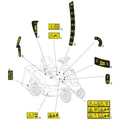 1328H - 2018-2021 - 2T0210483/M18 - Mountfield Ride On Mower Labels Diagram