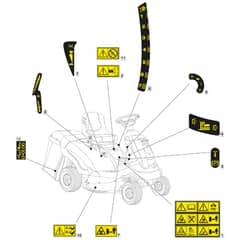 1328H - 2022 - 2T0210483/M22 - Mountfield Ride On Mower Labels Diagram