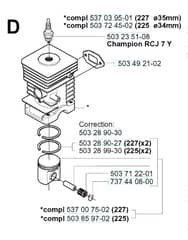 Husqvarna 225 L - Cylinder Piston