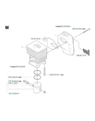 Husqvarna 325HDA65X-SERIES - Cylinder, Piston & Muffler