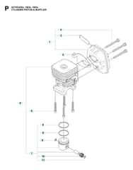 Husqvarna 327HE3X-SERIES - Cylinder, Piston & Muffler