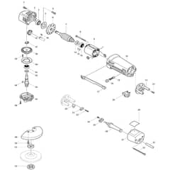 Makita 9501B - 100mm Disc Grinder - Power Tool Diagram