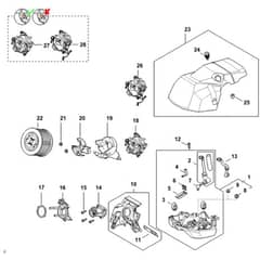 Stihl MS400.1 C-M - Air Baffle, Carburettor Bracket, Shroud - Parts Diagram
