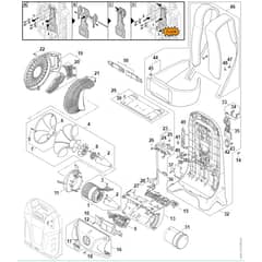 Stihl BGA300.1 - Fan And Motor Assembly, Motor Housing, Backplate - Parts Diagram
