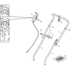 C 350 - 2014 - 297351653/OX - Castel Garden Rotary Mower Handle Upper Part Diagram
