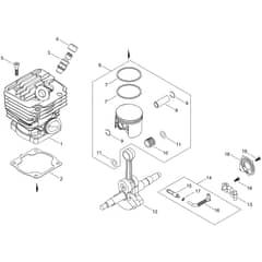 Cylinder, Piston, Crankshaft