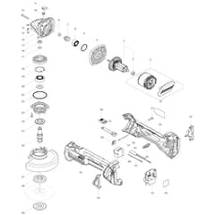 Makita DGA454, 1051D - 115mm Cordless Angle Grinder - Power Tool Diagram