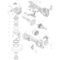 Makita DGA469 - 115mm Cordless Angle Grinder - Power Tool Diagram