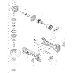 Makita DGA504 - 125mm Cordless Angle Grinder - Power Tool Diagram