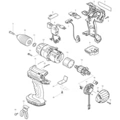 Makita DHP451 - Cordless Percussn-Driver Drill - Power Tool Diagram