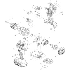 Makita DHP487 - Cordless Hammer Driver Drill - Power Tool Diagram