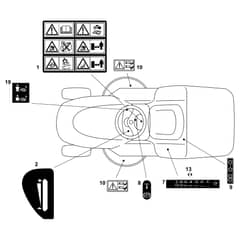 EF 123/22 V - 2020 - Efco Ride On Mower Labels 01 Diagram
