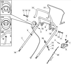 EL 46R PD - 2008 - 294485763/UM8 - Mountfield Rotary Mower Upper Handle Diagram