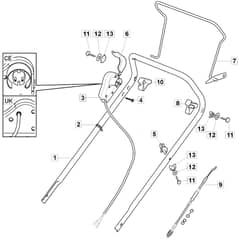 EL 4800 PD BW - 2018-2019 - 299487073/M18 - Mountfield Rotary Mower Upper Handle Diagram