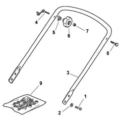 EU 414-B - 2012 - 299064123/OMA - Castel Garden Rotary Mower Handle Lower Part Diagram