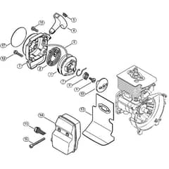 Genuine Stihl FC73 / C - Rewind starter, Muffler