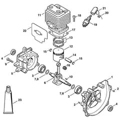 Stihl FR135 - Crankcase, Cylinder - Parts Diagram