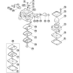Genuine Stihl FS410 C-EM L / F - Carburetor 4147/21, 4147/22