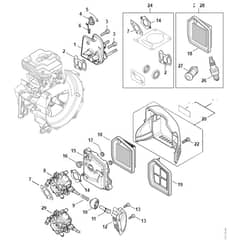 Stihl FS461 C-EM - Spacer Flange, Air Filter - Parts Diagram
