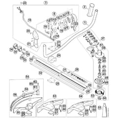 Genuine Stihl FS94 / H - Bike handle, Drive tube assembly, Gear head up to serial number 514309587