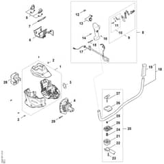 Stihl FSA120.0 - Electric Motor, Motor Housing, Bike Handle - Parts Diagram
