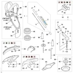Stihl FSA200.0 - Drive Tube Assembly, Gear Head, Deflector - Parts Diagram