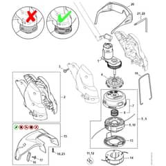 Stihl FSA57 - Electric Motor, Cutting Head - Parts Diagram