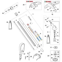 Stihl FSA80.0R - Drive Tube Assembly, Gear Head, Deflector - Parts Diagram