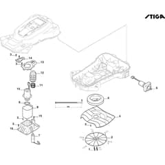 G 3600 - 2024-2025 - 2R5106018/UKS - Stiga Robot Mower Blade and Wheel Motor Diagram
