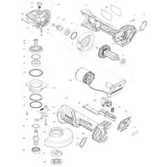 Makita GA012G - 115mm Cordless Angle Grinder - Power Tool Diagram