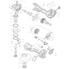 Makita GA022G - 115mm Cordless Angle Grinder - Power Tool Diagram