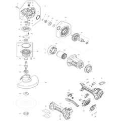 Makita GA037G - 180mm Cordless Angle Grinder - Power Tool Diagram