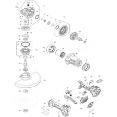 Makita GA038G - 230mm Cordless Angle Grinder - Power Tool Diagram