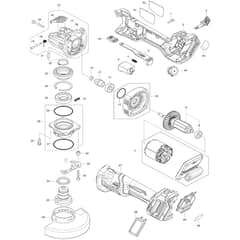 Makita GA040G - 115mm Cordless Angle Grinder - Power Tool Diagram