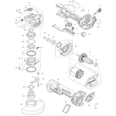 Makita GA044G, 109 - 125mm Cordless Angle Grinder - Power Tool Diagram