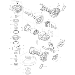 Makita GA050G - 125mm Cordless Angle Grinder - Power Tool Diagram