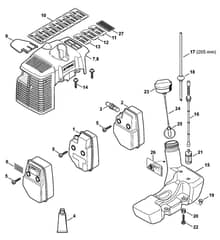 Genuine Stihl FS120 / G - Muffler, Shroud, Fuel Tank