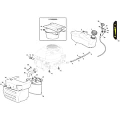 GLX 14-98HS - Oleo-Mac Ride On Mower Tank, muffler and guards Diagram