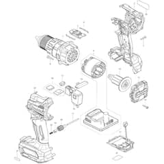 Makita HP001G - Cordless Hammer Driver Drill - Power Tool Diagram