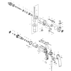 Makita HP2071 - 2-Speed Hammer Drill 20mm - Power Tool Diagram
