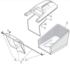 HP425 - 2011-2013 - 294434038/M10 - Mountfield Rotary Mower Grass Bag Diagram