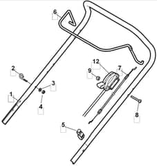 HP425 - 2012-2013 - 295431038/M12 - Mountfield Rotary Mower Upper Handle Diagram
