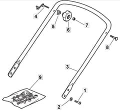 HP454 - 2010-2012 - 299174643/BQ - Mountfield Rotary Mower Lower Handle Diagram