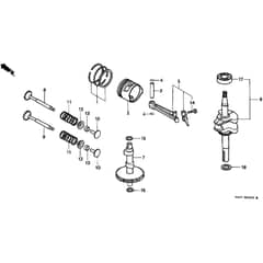 Honda HRB423 - PDH - MZBC 8000001-8099999 Piston/Crankshaft/Camshaft Diagram