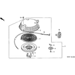 Honda HRD536K3 - QXE - MZBL 8200001-8299999 Recoil Starter Diagram (Plastic Pawl)