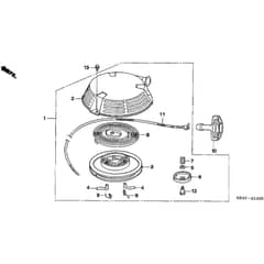Honda HRD536K3 - QXE - MZBL 8200001-8299999 Recoil Starter Diagram (Metal Pawls)