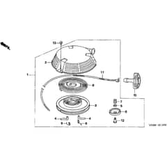 Honda HRH536K4 - QXEH - MZBU 8300001- Recoil Starter Diagram