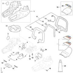 Stihl HSA50.1 - Handle Housing, Motor Housing, Electronic Module - Parts Diagram