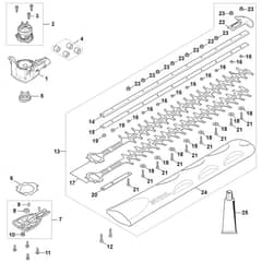 Stihl HSA60 - Gear Head, Electric Motor, Cutter Bar - Parts Diagram