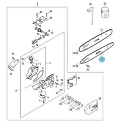 Stihl HT135 - Gear Head, Bar and Chain - Parts Diagram